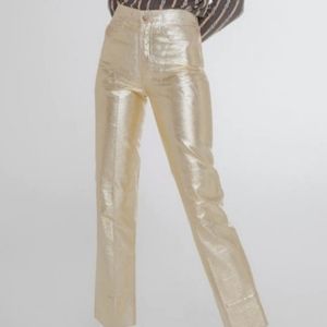 NO. 6 STORE TUESDAY METALLIC GOLD FOIL JEAN PANTS